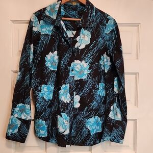 ALEX MARIE Vibrant Long Sleeve 14W BUTTON DOWN SHIRT Wrinkle Free stretch